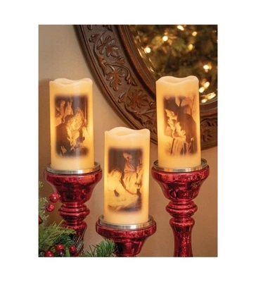 Victorian Trading Away In A Manger Nativity Battery Op Candles (Set Of 3) 3D - Image 1 of 3