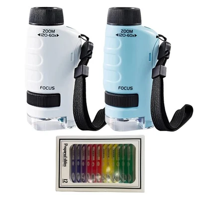 Funny Handheld Magnification Pocket Microscope 60X-120X KP Lens Kids Toy Gift - Image 1 of 4