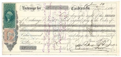 US Revenue R79c on 1868 Bill of Exchange, Danford Knowlton, NY, Caibarien - Image 1 of 4
