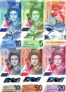 2021 East Caribbean 2 to 100 Dollar Polymer Banknote Full Set UNC P56 to P61 - Picture 1 of 1