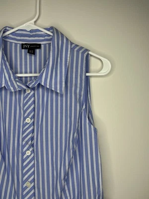 Jones Нью-Йорк синий белые полосы с воротником Midi длина рубашка платье женщин 12 - Изображение 1 из 4