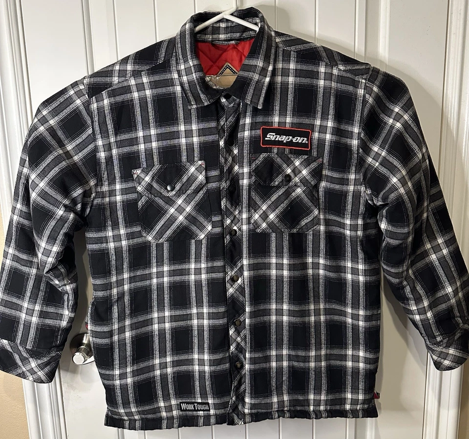 Sawbuck HACKERT SNAP-ON Tools Mens 2XL Quilted Lined Flannel Jacket Choko - Image 1 of 4