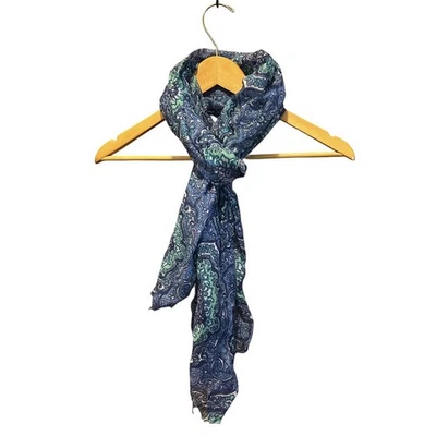 Шарф богемный синий медальон головной платок шаль 27 дюймов x 68 дюймов многофункциональный женский аксессуар - Изображение 1 из 4