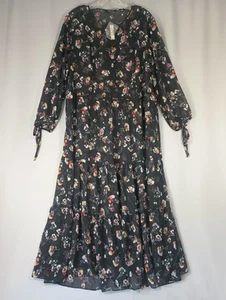 Madewell NUEVO Para Mujer XL Negro Floral Media Manga Botones Traseros Envío RÁPIDO - Imagen 1 de 13