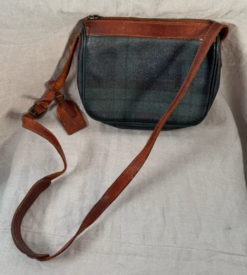 Vintage Polo Ralph Lauren Green Navy Black Plaid Crossbody Shoulder Bag Zipper - Image 1 of 4