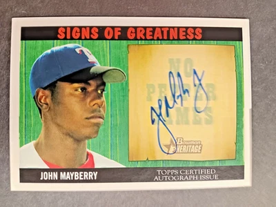 2005 Bowman Heritage John Mayberry Signs of Greatness AUTO Rangers Foto 1 de 2