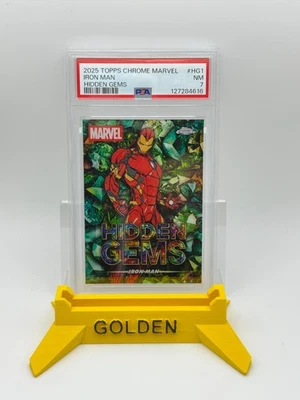 2025 Topps Chrome Marvel Hidden Gems Iron Man HG-1 SSP PSA 7 - Image 1 of 2
