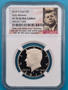 Kennedy 50c NGC PF 70 2019-S revestido ultra camafeo lanzamientos tempranos - Imagen 1 de 4