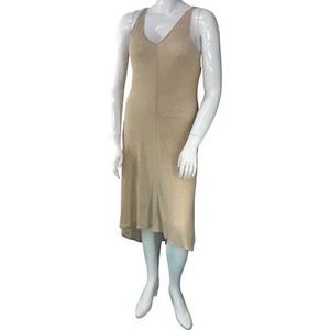 Calypso St Barth Women Size M Sundress VNeck Hi Low Midi Dress Lightweight Beige - Picture 1 of 16