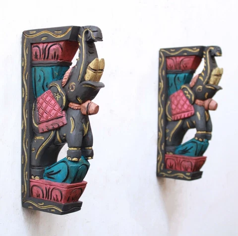 Vintage / Antique Home Temple / Garden Decor Elephant Statue Corbel Wall Bracket Cover