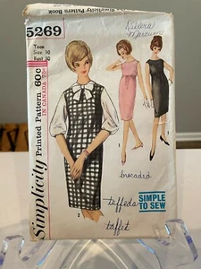 VINTAGE 1963 SIMPLICITY 5269 TEEN/JUNIOR DRESS OR JUMPER & BLOUSE SIZE 10 - Picture 1 of 2