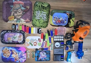 Lot Of True Stoner Supplies Tin Trays, Lights, Mask, Scale And More - Picture 1 of 18
