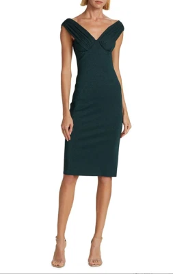 Nuevo con etiquetas Vestido Chiara Boni Kohvani Sugar Lurex Cremallera 10 EE. UU./46IT Verde Bosque Precio de venta sugerido por el fabricante 750 USD Foto 1 de 4