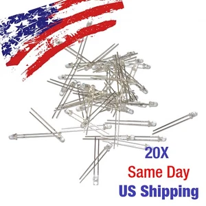 Clear Red 3mm LED Light Emitting Diode 20mA 2V 28mm Legs 20PCS US SHIP TODAY! - Picture 1 of 3