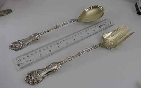HUGE Solid Sterling Silver Salad Set Imperial Queen by Whiting ca-1893  GUC .925 Cover