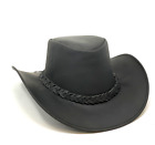Skórzany kapelusz Western Kowboj Jazda konna Skórzany kapelusz Pasek Ochrona przeciwsłoneczna Unisex Czarny