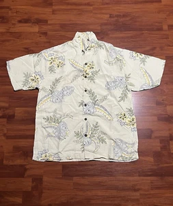 Vintage Tommy Bahama Shirt Mens Medium Floral Silk Blend Island Hawaiian - Picture 1 of 4