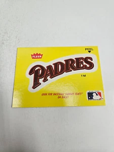 Tarjeta adhesiva con logotipo Fleer MLB de los Padres de San Diego 1986 - Imagen 1 de 2