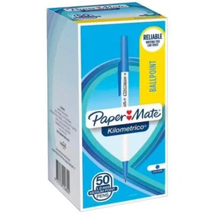 NEW Box 50 Papermate Kilometrico Ballpoint Pens Medium Blue Ball Point Kilometre - Picture 1 of 2