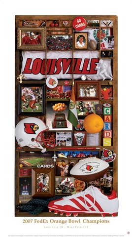 Louisville Cardinals Football 2007 ORANGE BOWL CHAMPS Commemorative Poster Print Cover