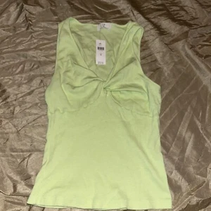 NWT Anthropologie T.LA Twist Ribbed Knit Halter Tank Top Medium Petite Lime - Picture 1 of 2