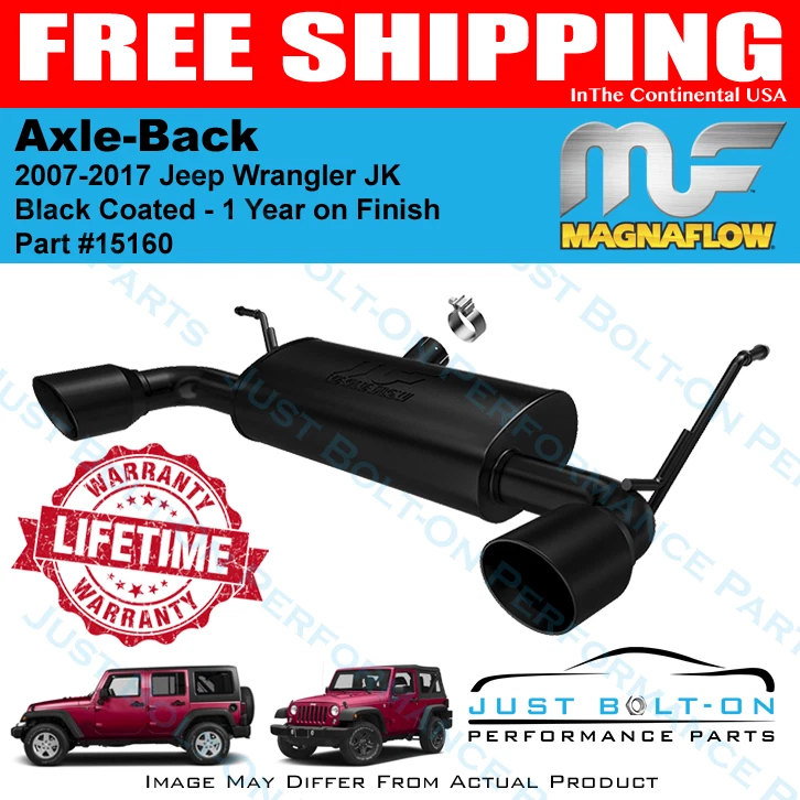 Sistema de exaustão Magnaflow eixo traseiro preto para 2007-2017 Jeep JK Wrangler 15160 - Imagem 1 de 1