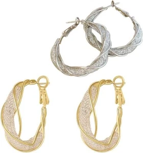 Shiny Fashion Twist Earrings Hoop Twisted Cutout Dainty Lightweight Women Girl - Picture 1 of 42