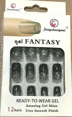 FALSE fake NAILS medium french airbrushed full nail art gel acrylic glue uk - Image 1 of 4