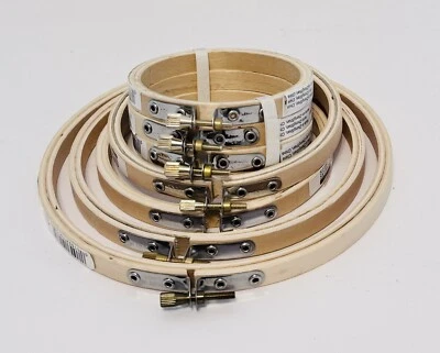 Seven Wooden Embroidery Hoops Westex Corp 3 - 4 - 5 - 6 Inch Sizes - Image 1 of 4