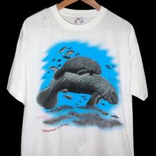Vtg 80s Harlequin Manatee Extinction Is Forever Graphic Art Promo T Shirt Xl