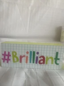 Teacher Sign "#Brilliant" Wood Table Sign Bright Colors Classroom Decor Signage - Picture 1 of 6