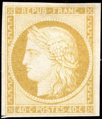 France Ceres Proof Essay 40c. Yellow Ocher on Cream Mint No Gum  - Image 1 of 2