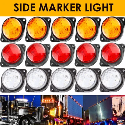 Red Amber Round 2" inch Side Marker Lights Clearance LED Truck Trailer Lamp 12V - Изображение 1 из 4