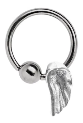 Brust Orecchio Intimo Piercing Gioiello Anello BCR Con Pallina E Ciondolo Ali - Immagine 1 di 2