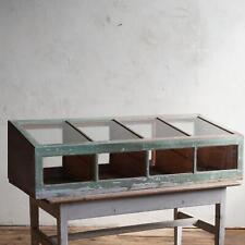 Antique Countertop Display Cabinet - distressed green paint