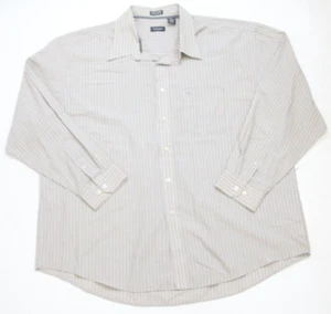 XXL 18-18.5 Van Heusen Beige PoliAlgodón Rayas Bolsillo Camisa de Vestir Hombre 2XL 1296 - Imagen 1 de 5