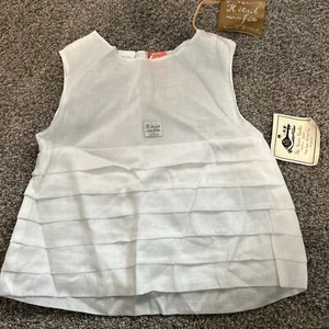 Vintage Miniman Girls white designer Shirt Top Soleil Pleated France NEW size 8 - Picture 1 of 5