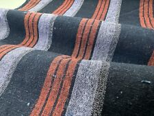 Japanese vintage cotton thick stripes fabric, Indigo x vermillion