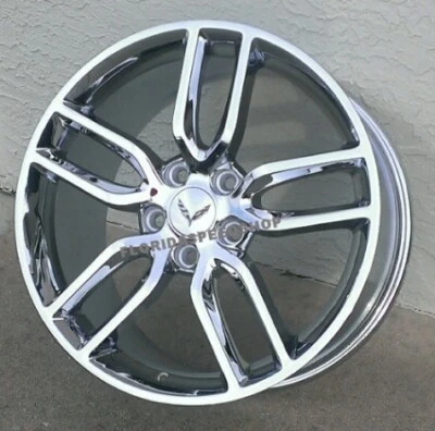 Chrome C7 Z51 Corvette Wheels Fits 2014-2019 C7 BASE STINGRAY & Z51 19x8.5/20x10 - Image 1 of 4