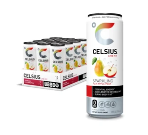 CELSIUS Sparkling Fuji Apple Pear, Functional Essential Energy Drink 12 fl oz - Picture 1 of 4