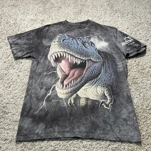 Vintage 90s Mens The Mountain T-Rex Dinosaur Lightning Tee Large Grey Nature - Picture 1 of 8