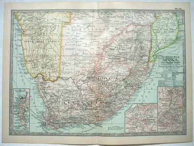 Southern Africa - Original 1902 Map by The Century Company. Antique - Image 1 of 4