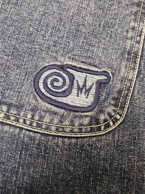 Pantalones de mezclilla JNCO Twin Cannon bordados para hombre 44x32 piedra oscura Foto 1 de 4