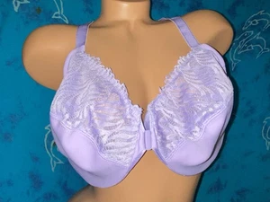Sujetador Glamorise 1246 Lavanda Suave Lila Encaje Maravilloso Alambre Cierre Frontal EE. UU. 44C - Imagen 1 de 6