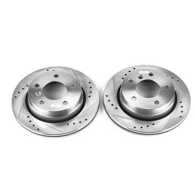 PowerStop Evolution Drilled Slotted Rotors Pair Rear For BMW 328i - Image 1 of 3