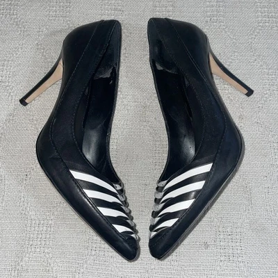 WHBM Mujer’s Tacones Elegantes Talla 8 B Cuero Negro Negocios Formal Ciudad  Foto 1 de 4