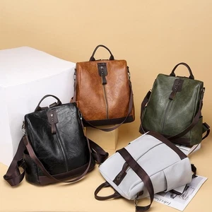 Women’s Pu Leather Backpack Multifunction Shoulder School Travel Bag Mochila - Picture 1 of 27
