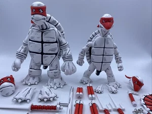 NECA TMNT Teenage Mutant Ninja - 2 Pack Eastman Laird's First Turtles B&W - READ - Picture 1 of 10