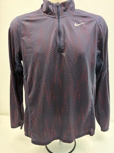 Nike Running 1/4 Zip Shirt Herren mittelblau rot Stretch sportlich - Bild 1 von 4