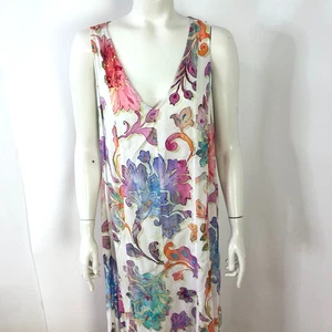 Soft Surroundings Flourish XL 2FA71 Women's Maxi Dress White MINT All Over Print - Picture 1 of 14